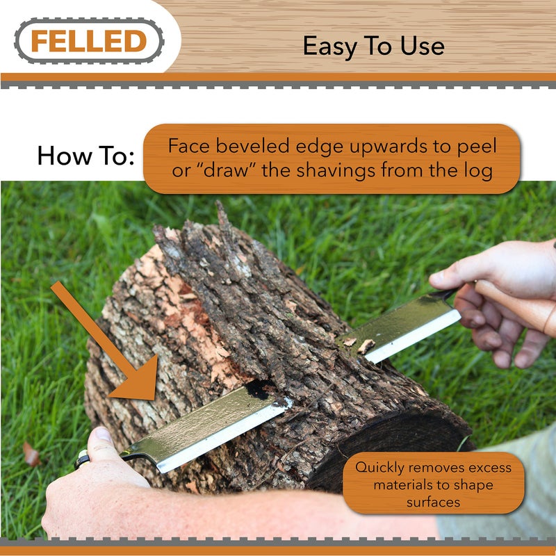 Felled Draw Knife Woodworking Tool for Debarking & Shaping 10 Inch - Image 2